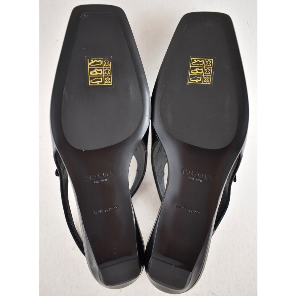 Prada Black Leather Square Toe Mary Jane Slingback Ballerina Ballet Flat 36 - Picture 16 of 16